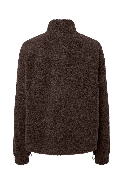 Pieces - Pckatty Teddy High Neck Half Zip Jacket - 5171677 Hot Fudge Without Patch