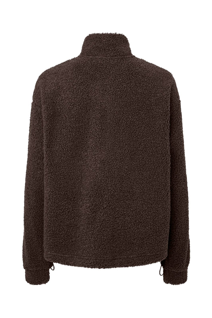 Pieces - Pckatty Teddy High Neck Half Zip Jacket - 5171677 Hot Fudge Without Patch
