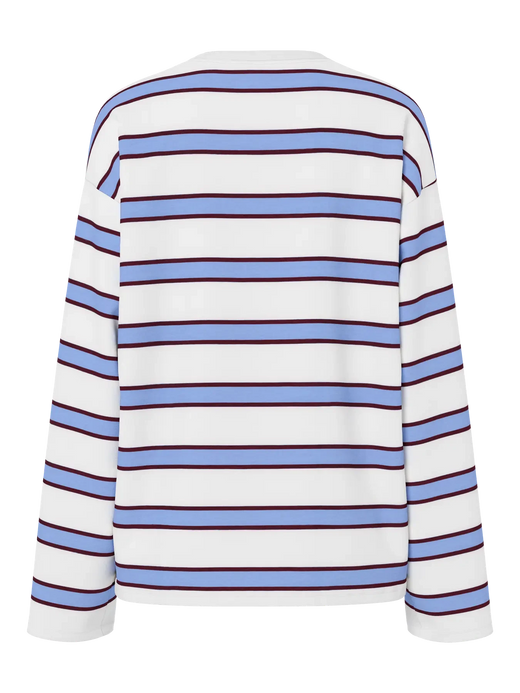 Pieces - Pcmila Ls Loose Tee - 4902154 Hydrangea Winetasting/Cloud Dancer T-shirts 