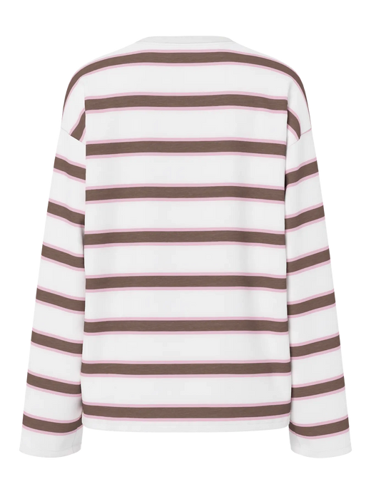 Pieces - Pcmila Ls Loose Tee - 4992999 Coffee Quartz Roseate Spoonbill/Cloud Dancer T-shirts 