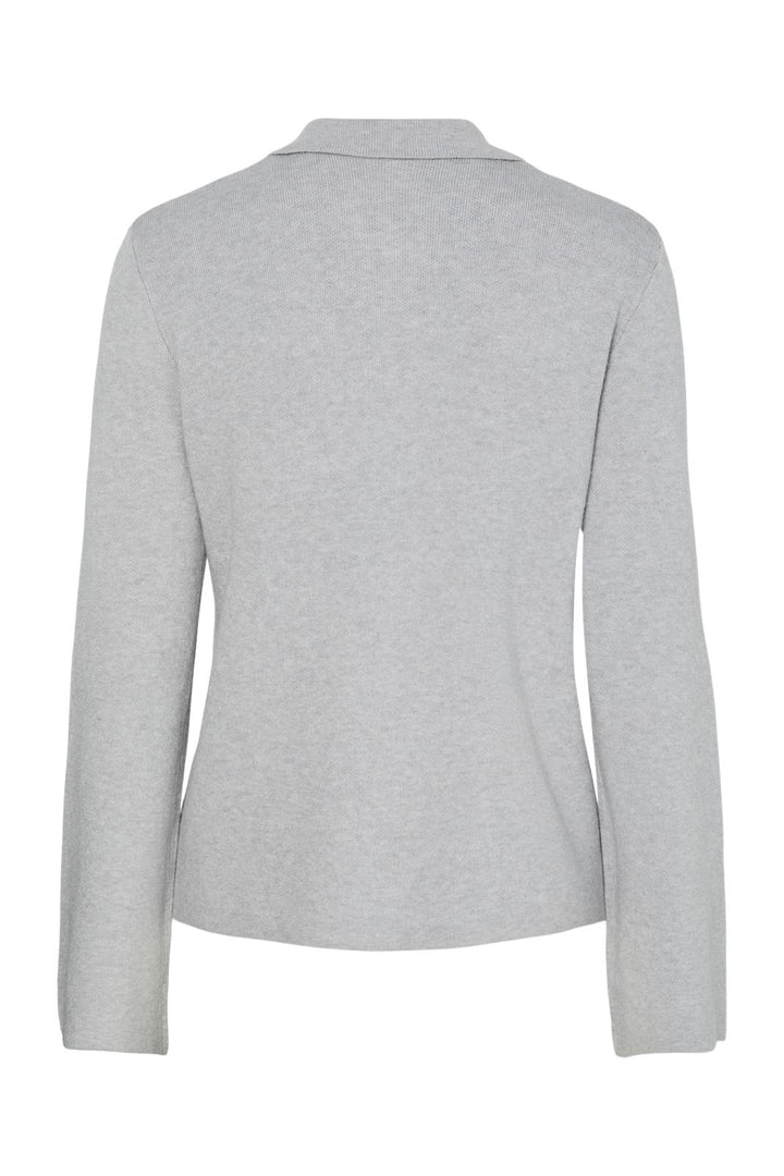 Pieces - Pcraja Ls Zip Knit Cardigan - 4890824 Light Grey Melange