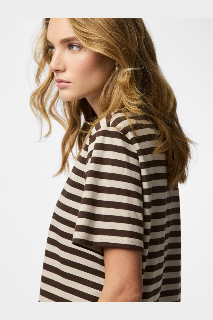 Pieces - Pcria Ss Tee Multicol Stripes - 5102741 Hot Fudge Silver Grey