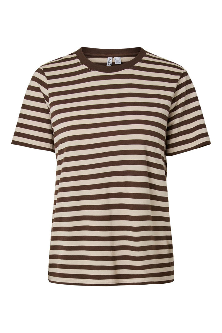 Pieces - Pcria Ss Tee Multicol Stripes - 5102741 Hot Fudge Silver Grey