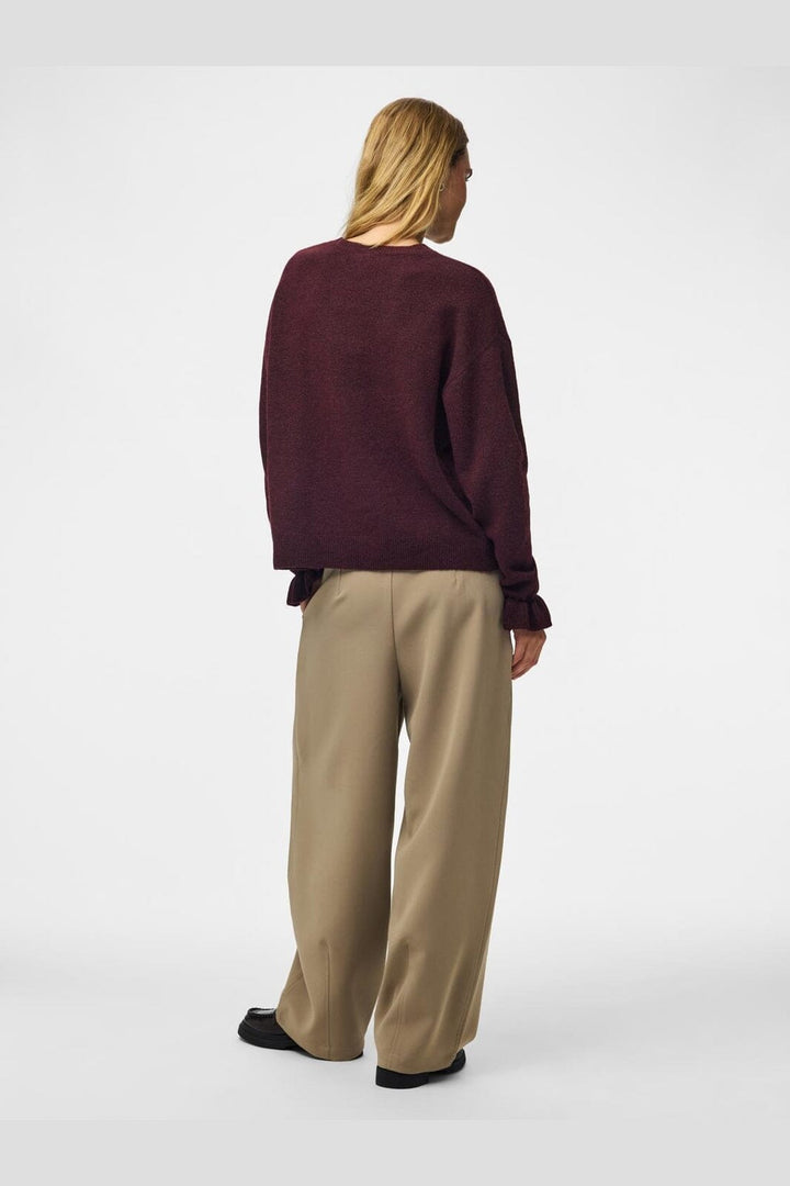 Pieces - Pcsally Ls Frill Cuff Knit - 5087233 Winetasting Melange