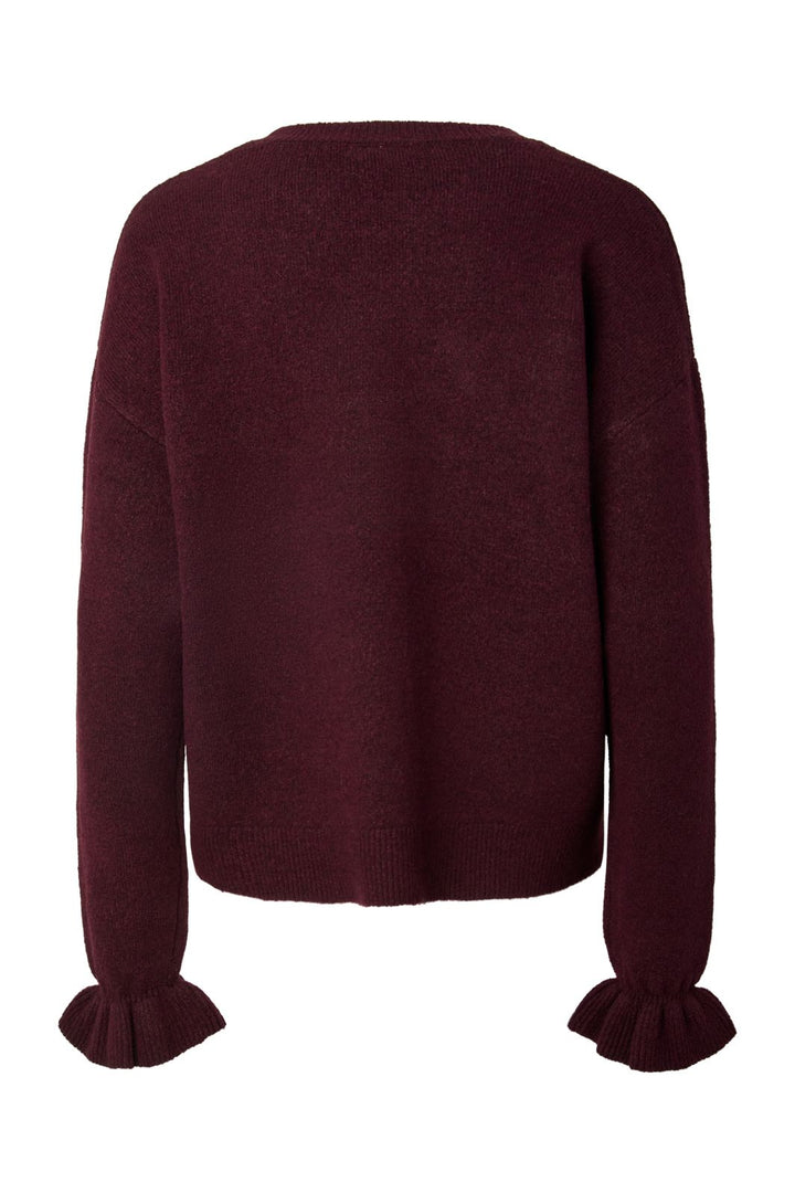 Pieces - Pcsally Ls Frill Cuff Knit - 5087233 Winetasting Melange