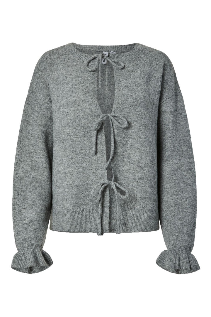 Pieces - Pcsally Rev Frill Cardigan Knit - 5050696 Medium Grey Melange