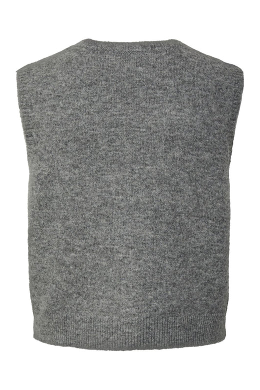 Pieces - Pcsally Sl V-Neck Knit Vest - 5105007 Medium Grey Melange