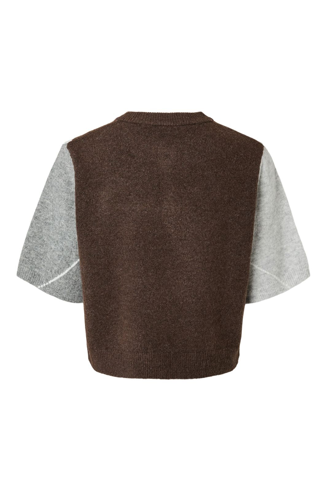Pieces - Pcsally Ss Knit Check Cardigan - 5133918 Hot Fudge Grey/Birch
