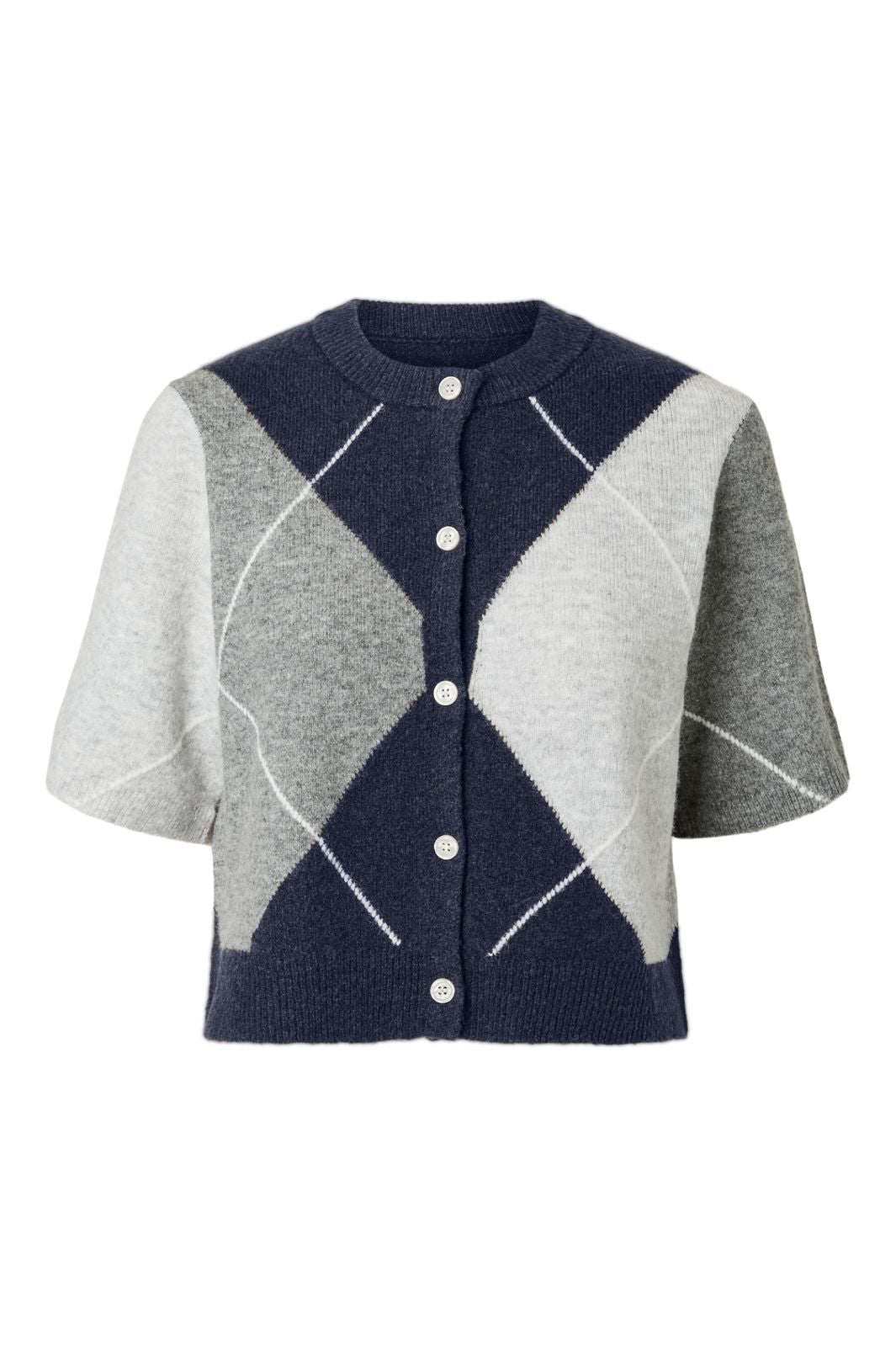 Pieces - Pcsally Ss Knit Check Cardigan - 5133919 Maritime Blue Birch/Cashmere Blue