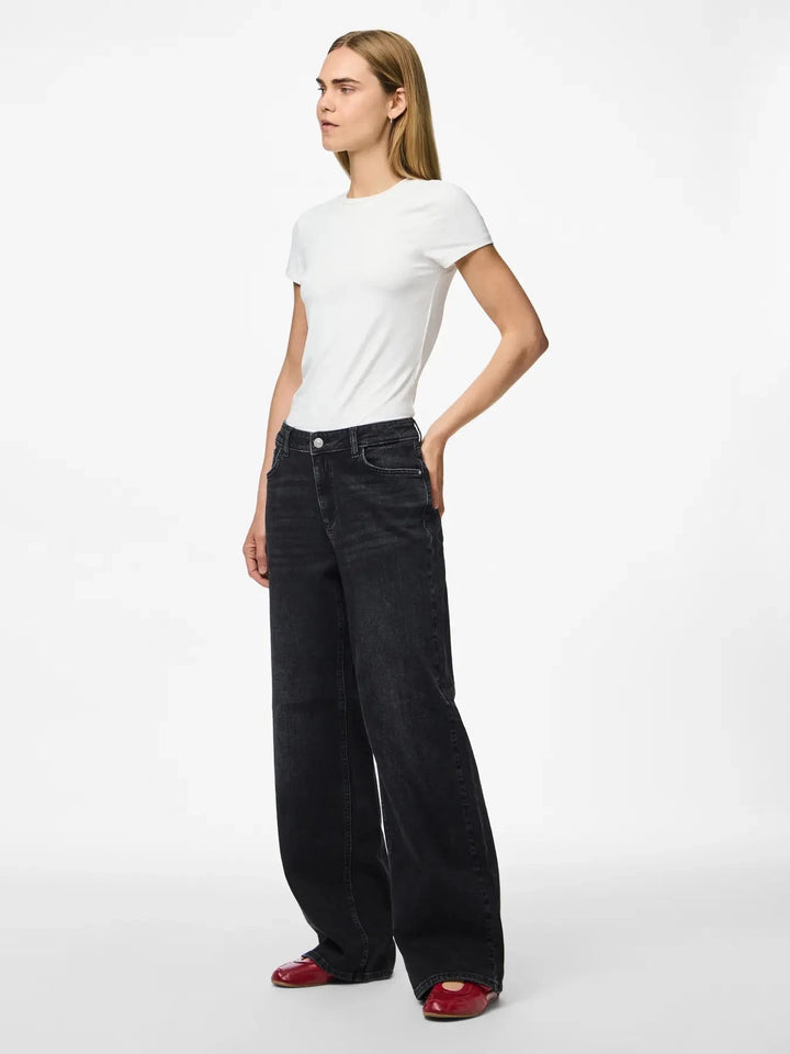 Pieces - Pcsilke Wide Jeans Bl - 4864053 Black Denim Jeans 