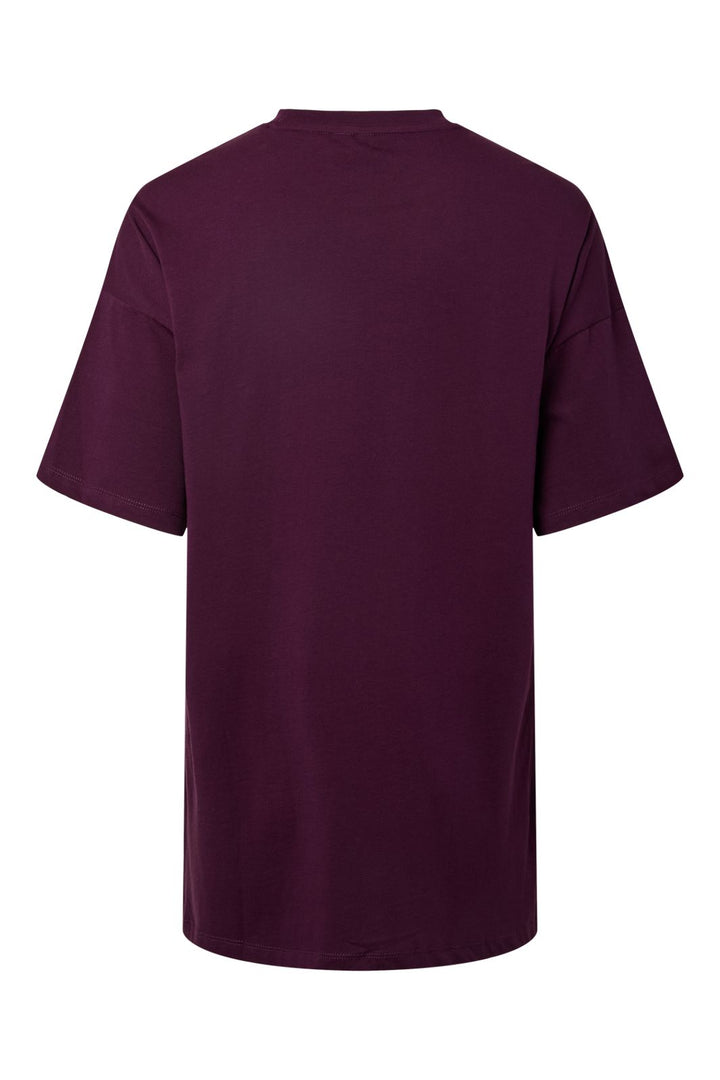 Pieces - Pcskylar Ss Detail Tee Fsy Pp - 5036992 Dark Purple Rhinestone/Studs