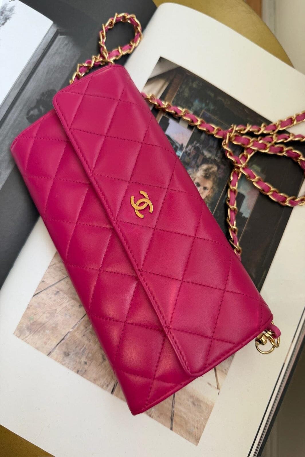 Preloved Vintageline X Molly&My - Chanel Classic Flap Wallet 1 - Pink Tasker 