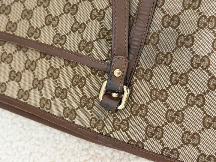 Preloved Vintageline x Molly&My - Gucci Shopper – Gg Canvas & Kalveskind Med Aftagelig Rem - Logo Tasker 