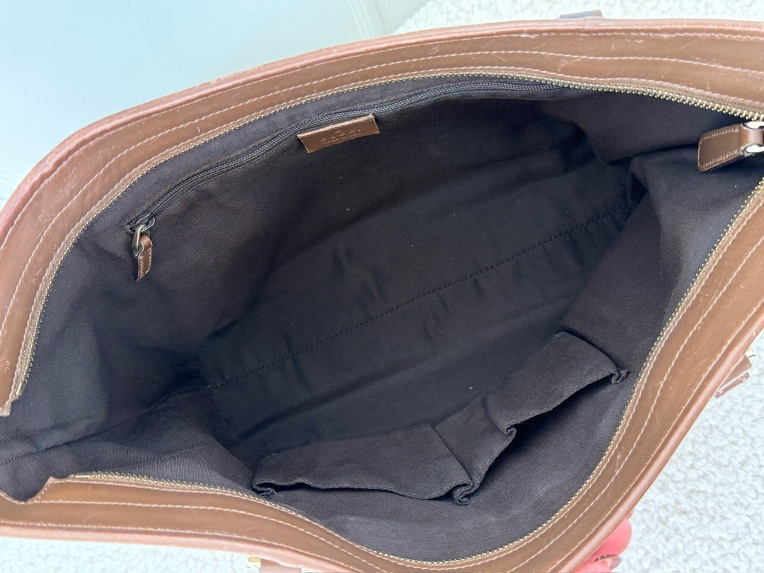 Preloved Vintageline x Molly&My - Gucci Shopper – Gg Canvas & Kalveskind Med Aftagelig Rem - Logo Tasker 
