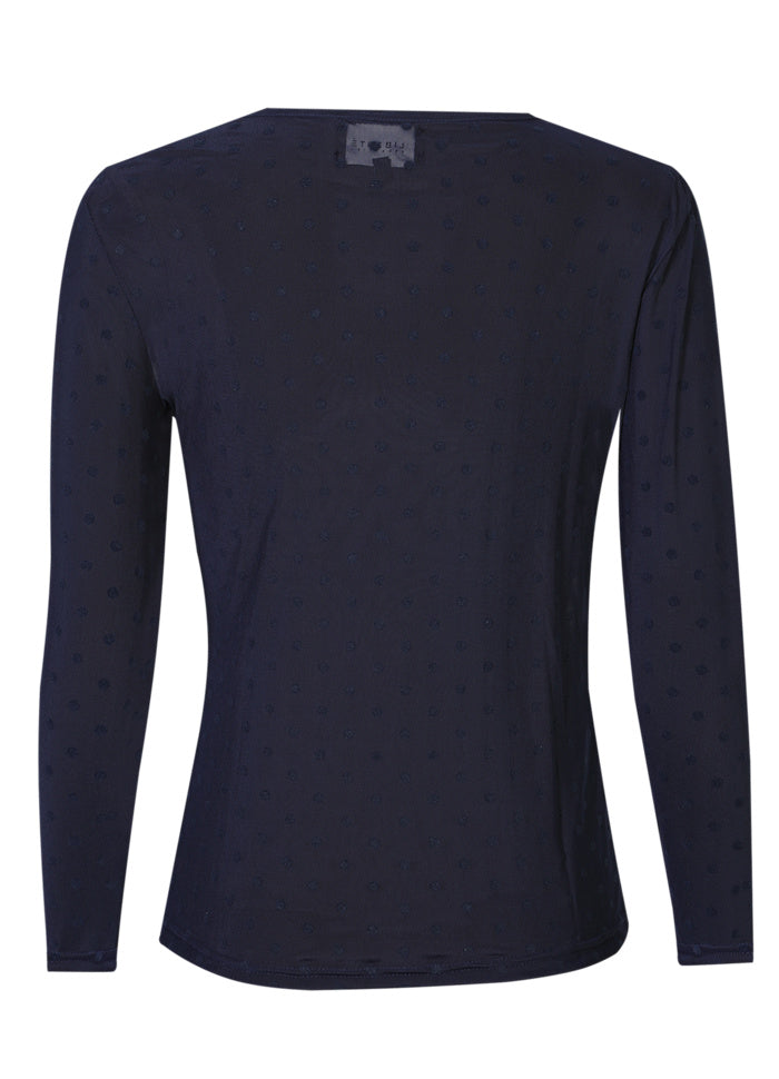 Liberte - Mesh Ls Tshirt, Dot 22069 - Navy Medium Dot