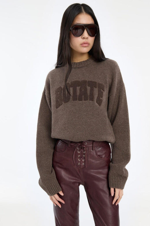 Rotate - Crewneck Sweater 116928614 - 614 Cocoa Brown Strikbluser 