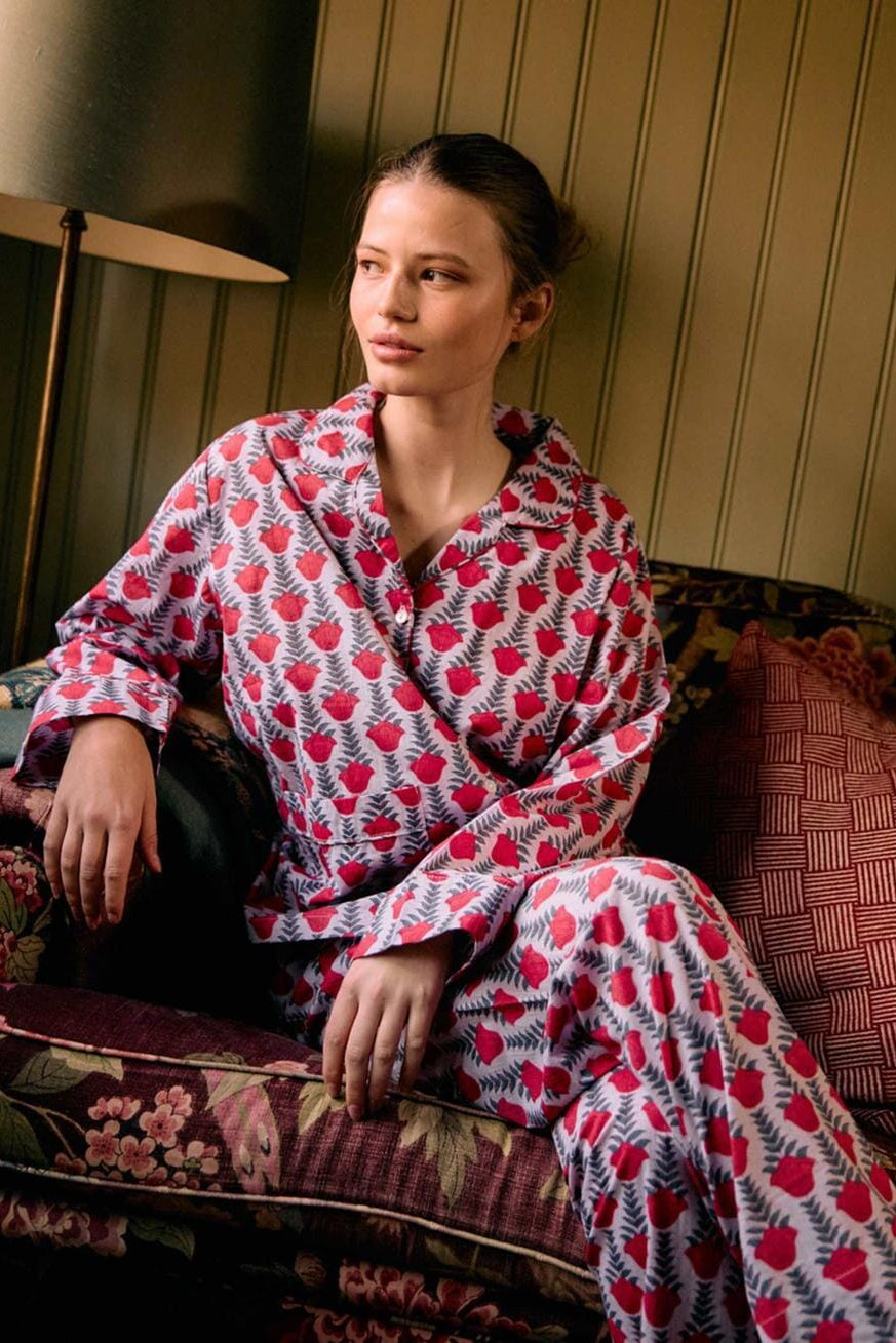 Sissel Edelbo - Nuit Pyjamas Set SE 2032 - Red lavender Nattøj 