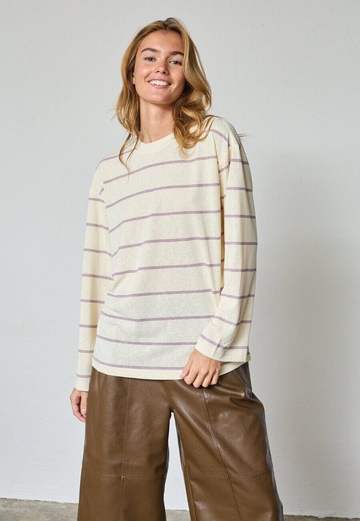 Sisters Point - Esther-Ls 19561 - 833 - Cream Stripe Bluser 