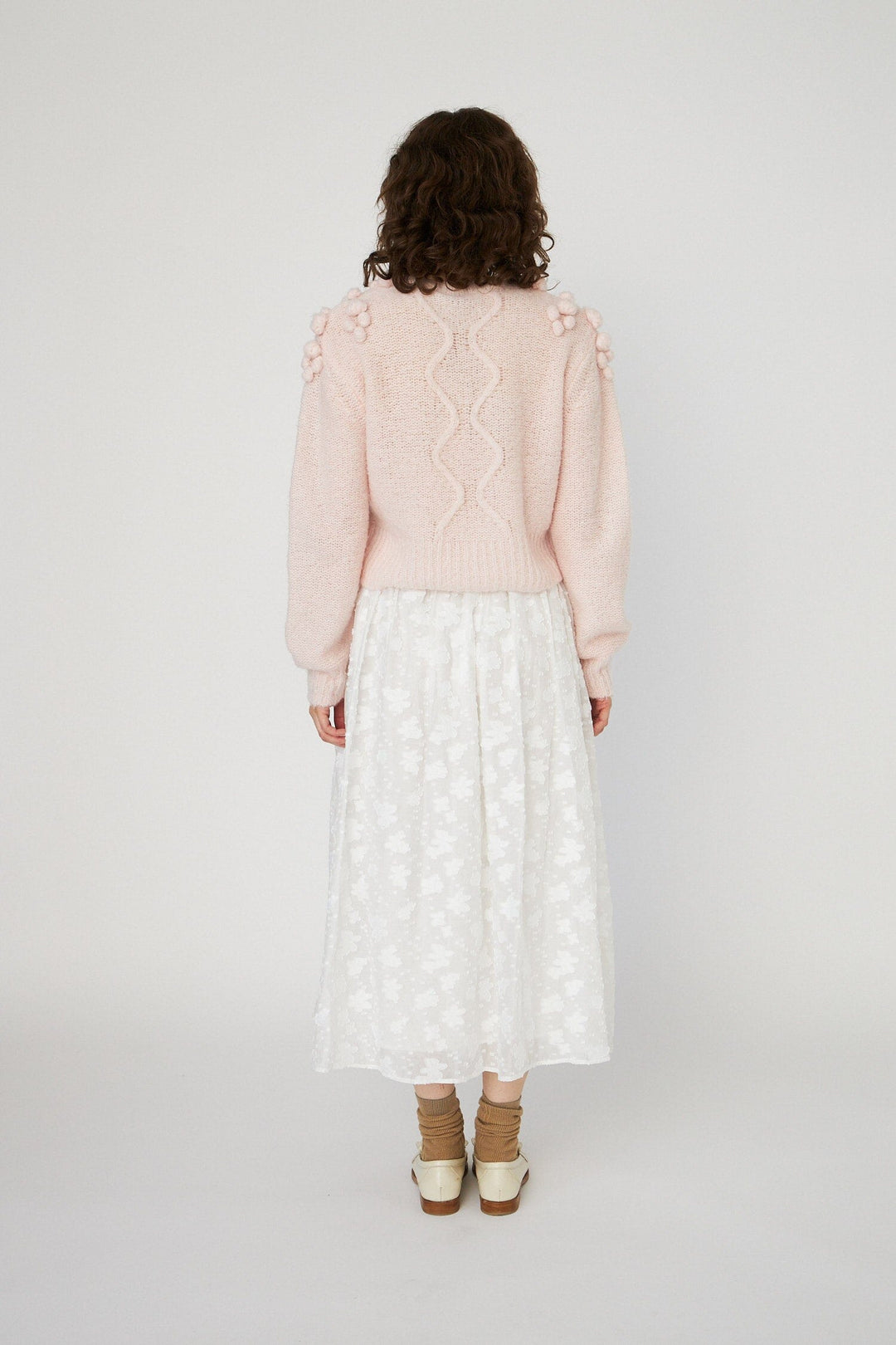 Stella Nova - Cable Knit With Bobblestw54-3294 - 558 Pale Pink Strikbluser 