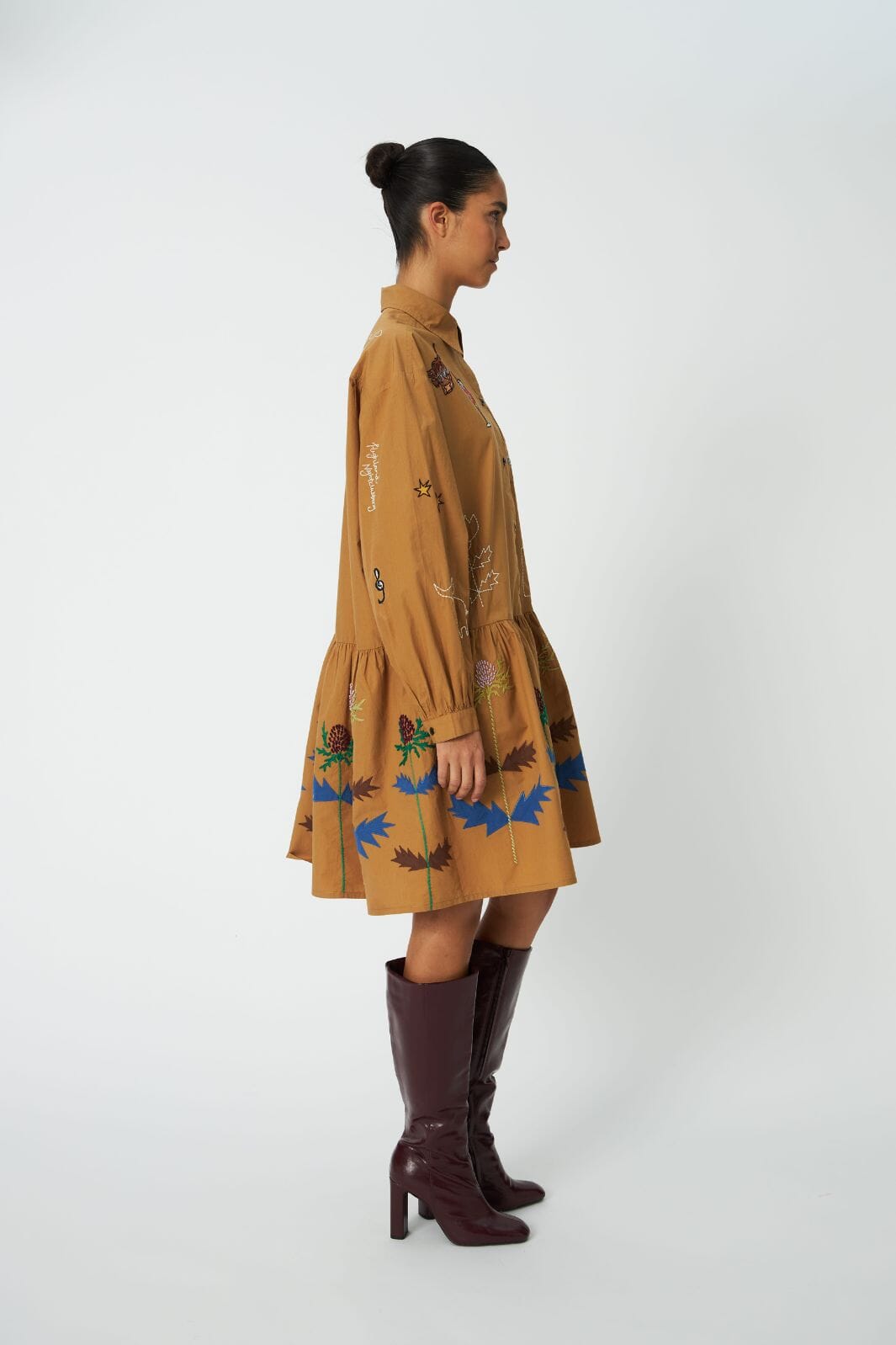 Stella Nova - Small Embroidery Dress Co63-4568 - 196 Khaki Kjoler 