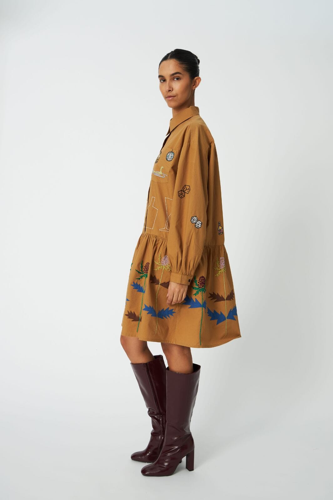 Stella Nova - Small Embroidery Dress Co63-4568 - 196 Khaki Kjoler 