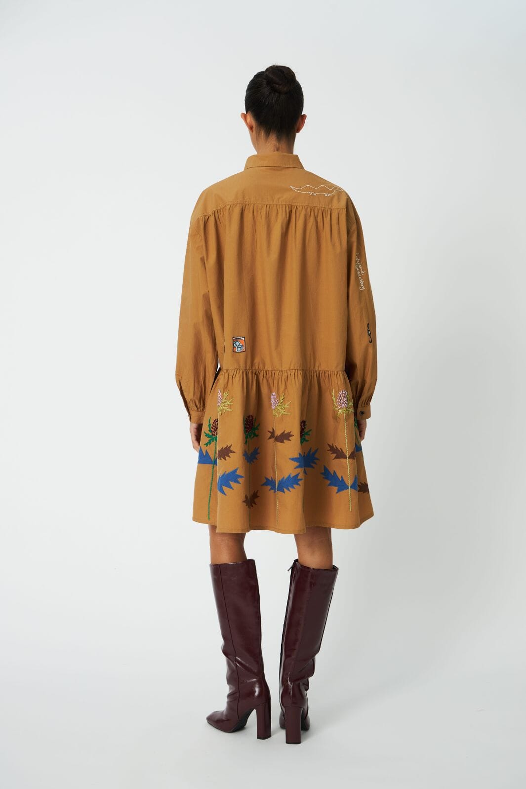 Stella Nova - Small Embroidery Dress Co63-4568 - 196 Khaki Kjoler 
