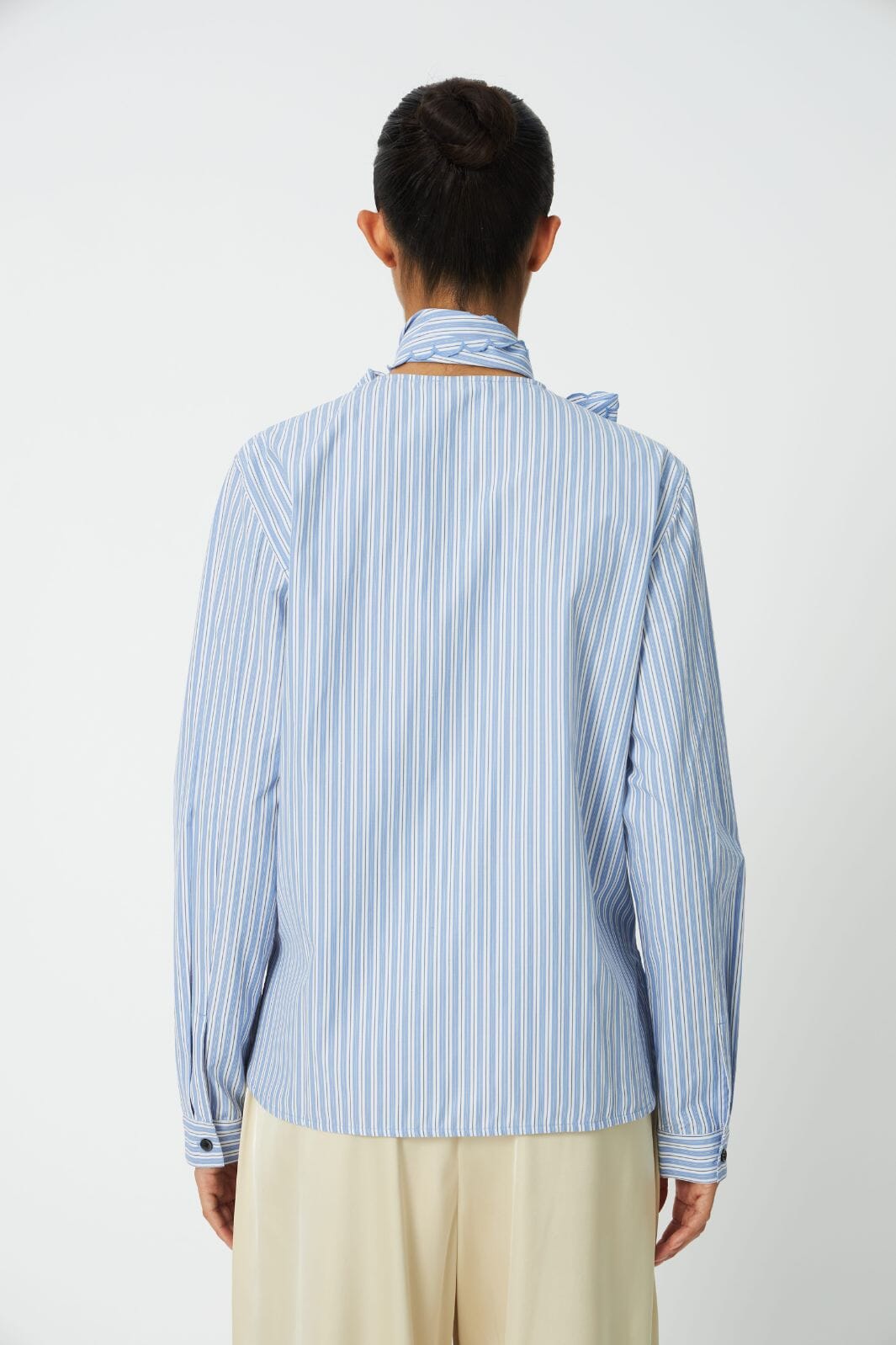 Stella Nova - Striped Scallop Bow Shirt Pc63-2579 - 023 White With Blue Stripes Skjorter 