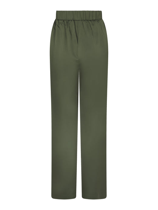 Valentin Studio - Comfy Solid Satin Pants 168094 - 437 - Dark Army Bukser 