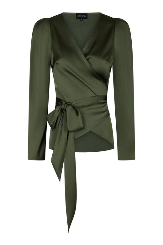 Valentin Studio - Josie Solid Satin Blouse 167298 - 437 - Dark Army Bluser 
