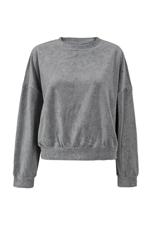 Valentin Studio - Velour Blouse - Grey Strikbluser 