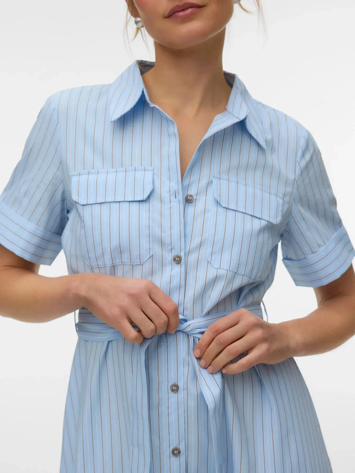 Vero Moda - Vmlotus 2/4 Ancl Shirt Dress Sb2 - 5078973 Cashmere Blue Blue Kjoler 