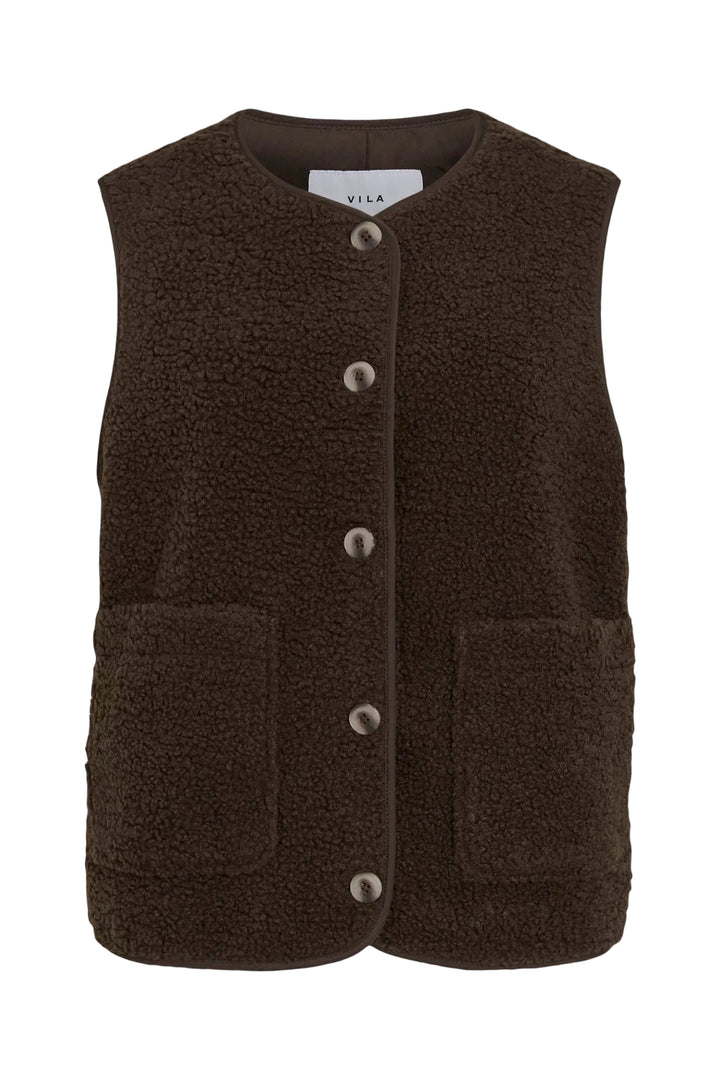 Vila - Viada Teddy Waistcoat - 4889823 Coffee Bean