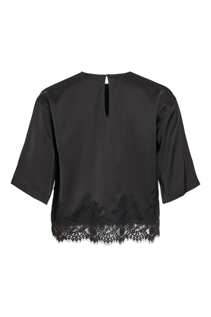 Vila - Vidutty Pri O-Neck Lace 2/4 Top - 5176219 Black Beauty