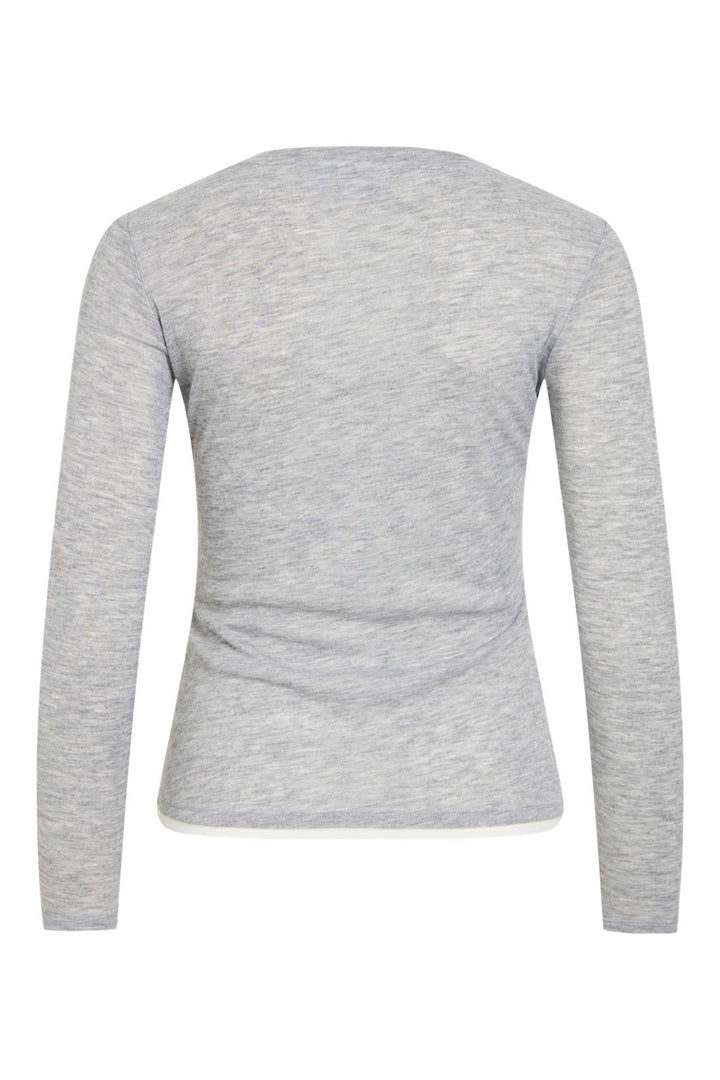 Vila - Vielianne O-Neck L/S Top - 5167198 Light Grey Melange Snow White
