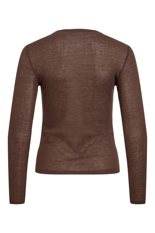 Vila - Vielianne O-Neck L/S Top - 5234167 Coffee Bean Snow White