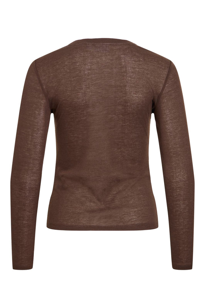 Vila - Vielianne O-Neck L/S Top - 5234167 Coffee Bean Snow White