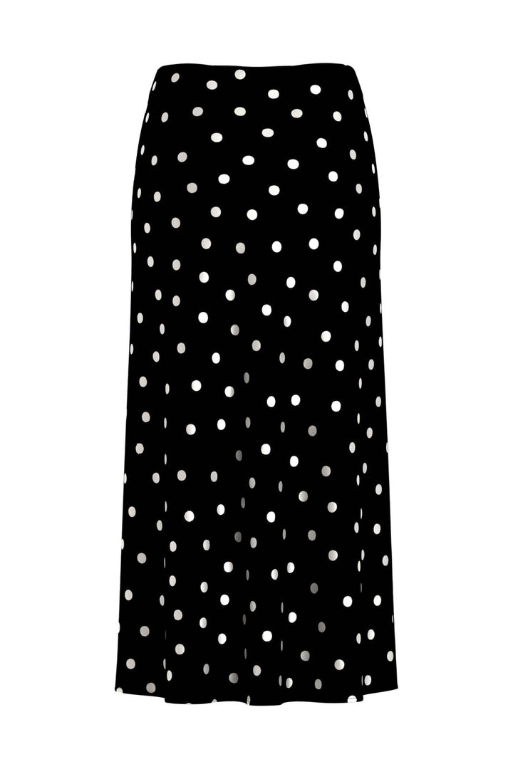 Vila - Viellette Midi Skirt - 5076667 Black Snow White Dots