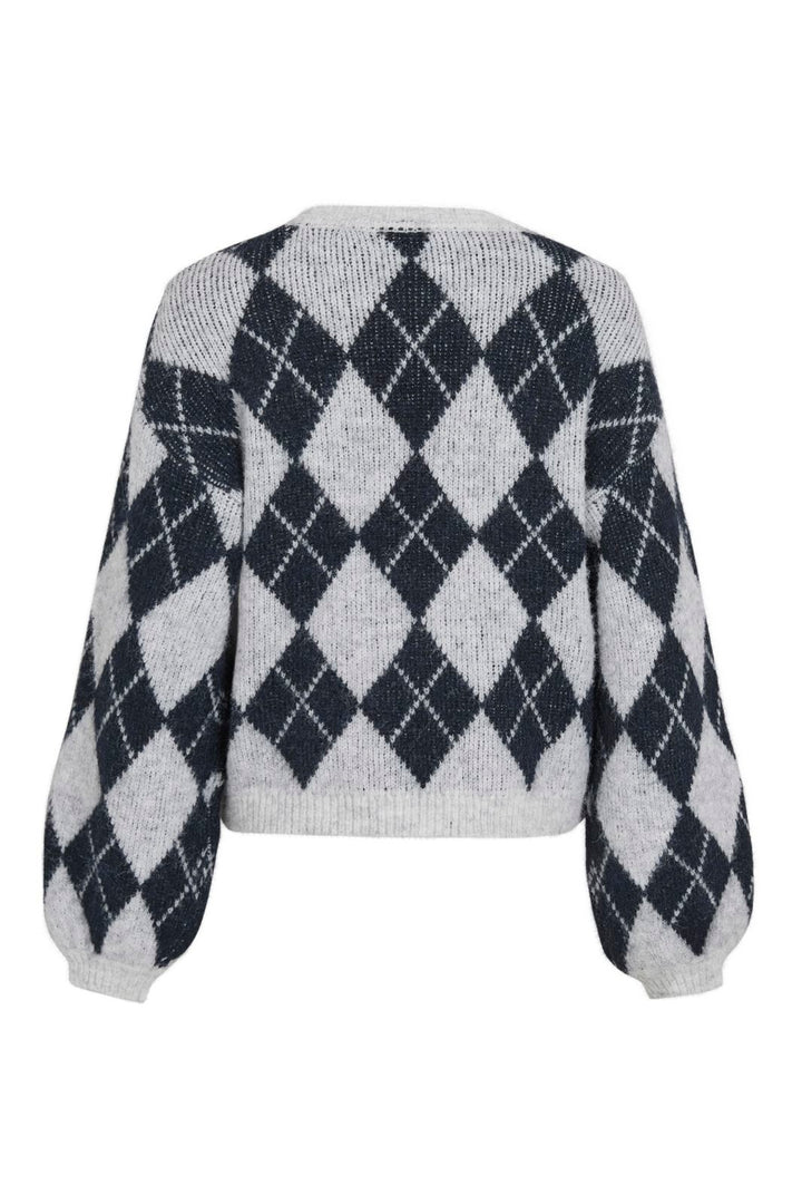 Vila - Vikarley L/S Knit Pullover - 5102174 Light Grey Melange Navy Blazer