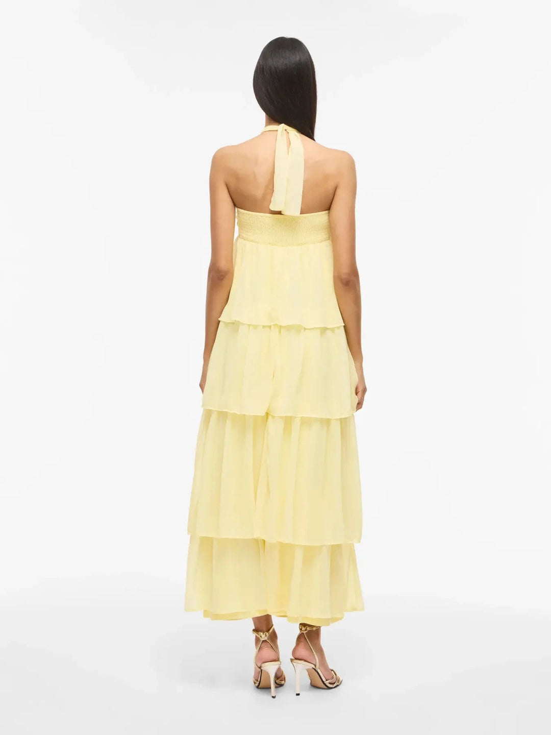 Vila - Vilea Halterneck Layered Dress/Dc/Ka - 5005145 Pastel Yellow Kjoler 