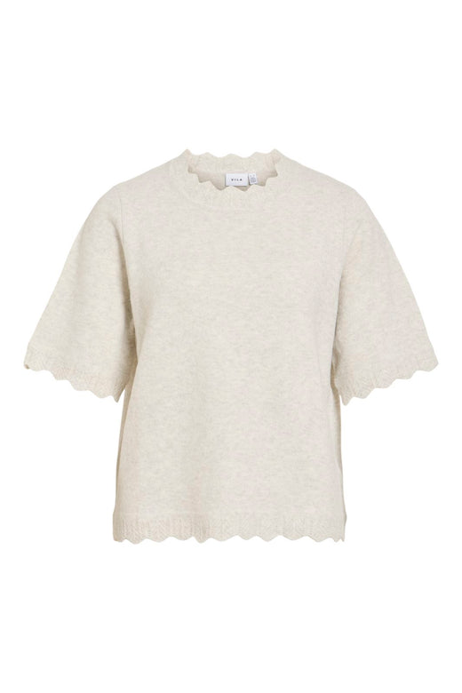 Vila - Vinikolina O-Neck 2/4 Knit Top - 5106380 Super Light Natural Melan
