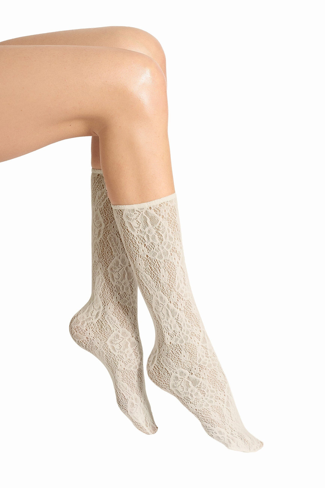 Wolford - Infinite Rose Net Socks 41812 - 1168 Whipped Cream Strømper 