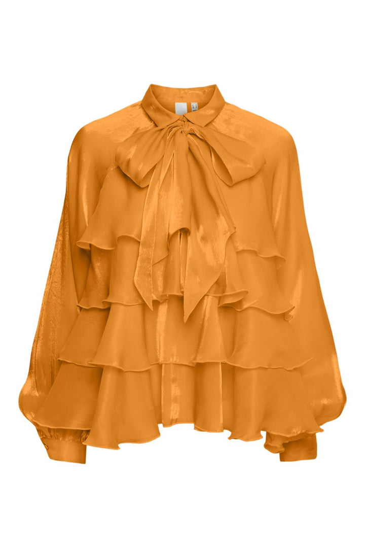 YAS - Yaseloise Ls Shiny Top - 4846741 Flame Orange