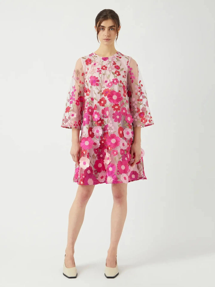 Y.A.S - Yasflowering 3/4 Dress - 4886889 Fuchsia Purple Pink Flowers Kjoler 