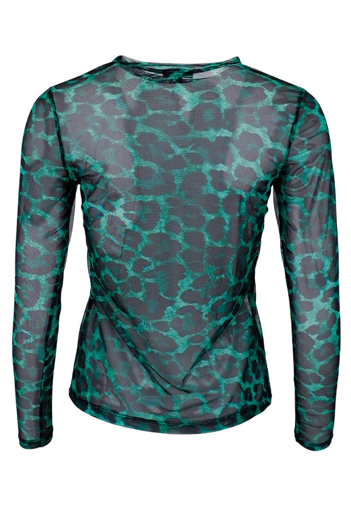 Forudbestilling - Black Colour - Bcflorence Mesh Blouse - Green Leo (2022-08-31) Bluser 