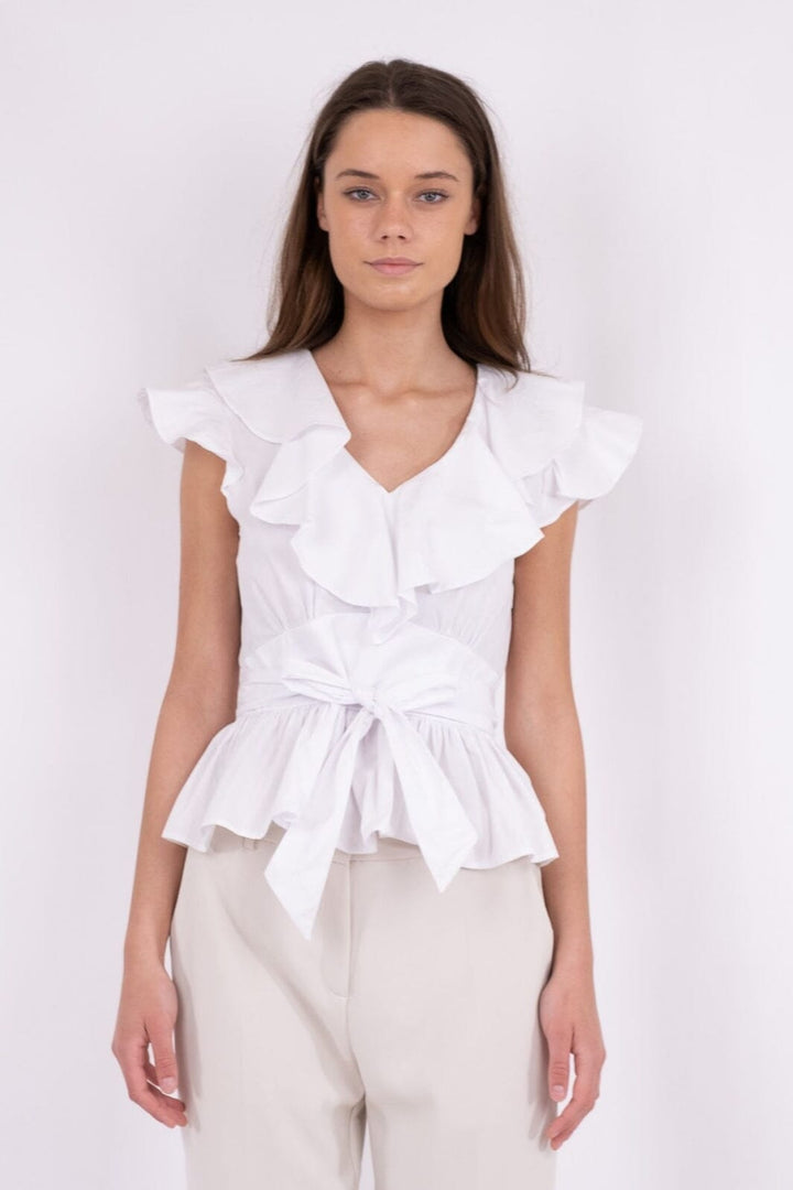 Forudbestilling - Neo Noir - Joseline Poplin Top - White (Juni) Bluser 