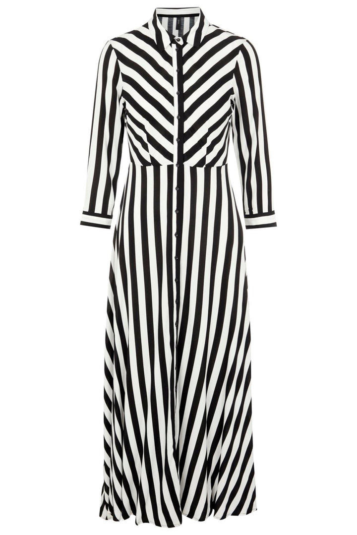 Forudbestilling - Y.A.S - YasSavanna Long Shirt Dress - Black W. White Stripes (Slut Januar) Kjoler 