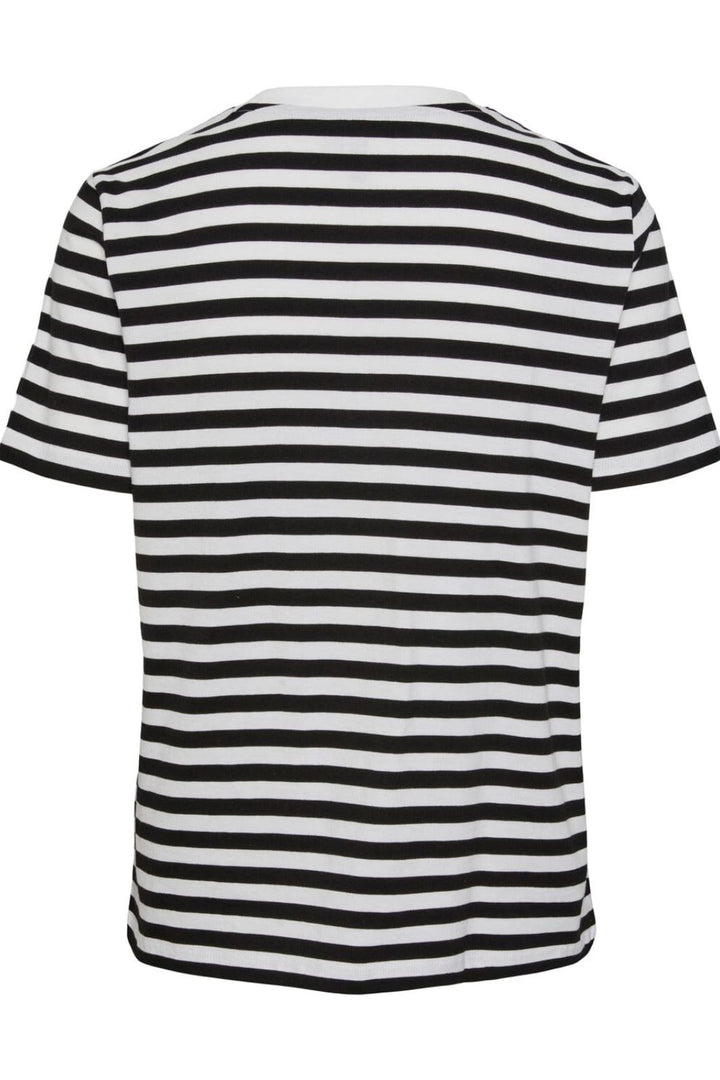 Pieces - Pcria Ss Tee Stripes - 4400578 Black Bright White T-shirts 