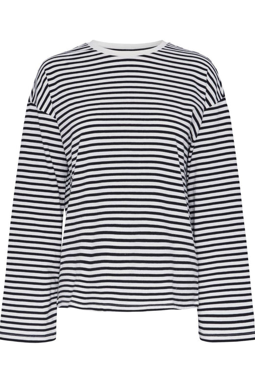 Pieces - Pcsadie Ls Top - 4402428 Cloud Dancer Black Bluser 